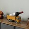 Decorative Rustic Metal Yellow Single Bottle Truck Wine Holder for Tabletop or Countertop